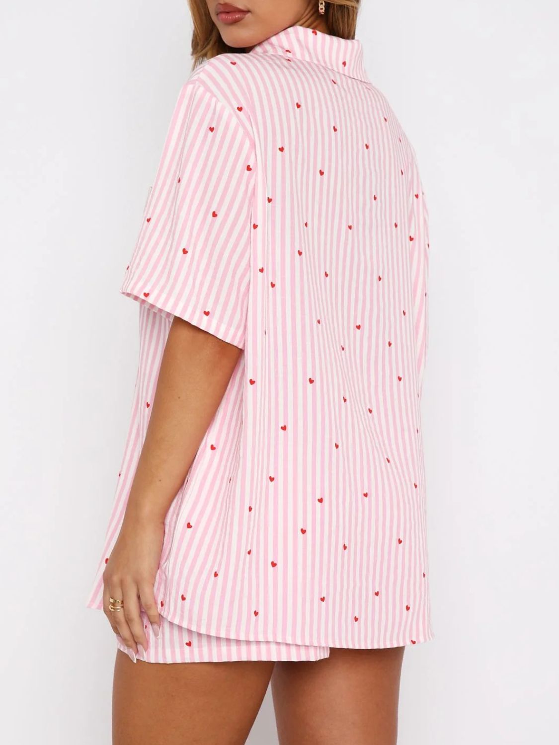 Pink or Blue Striped Heart Pajama Set – Cute & Comfy Sleepwear