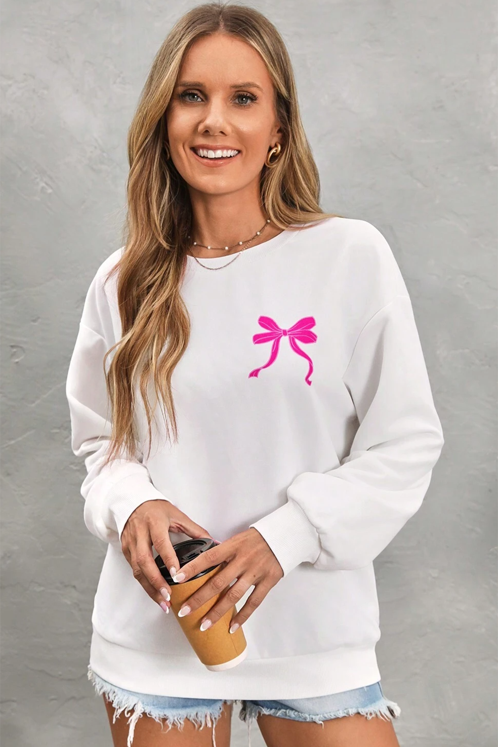 Bow Graphic Crewneck Sweatshirt