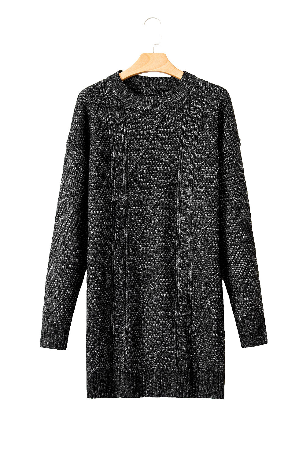 Twist Cable Knit Drop Shoulder Loose Fit Sweater Dress