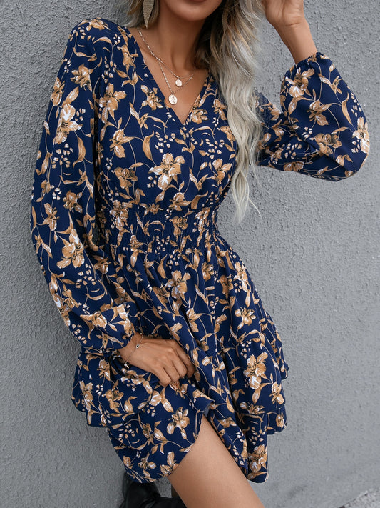 Ivy Lane Floral Layered Surplice Balloon Sleeve Dress