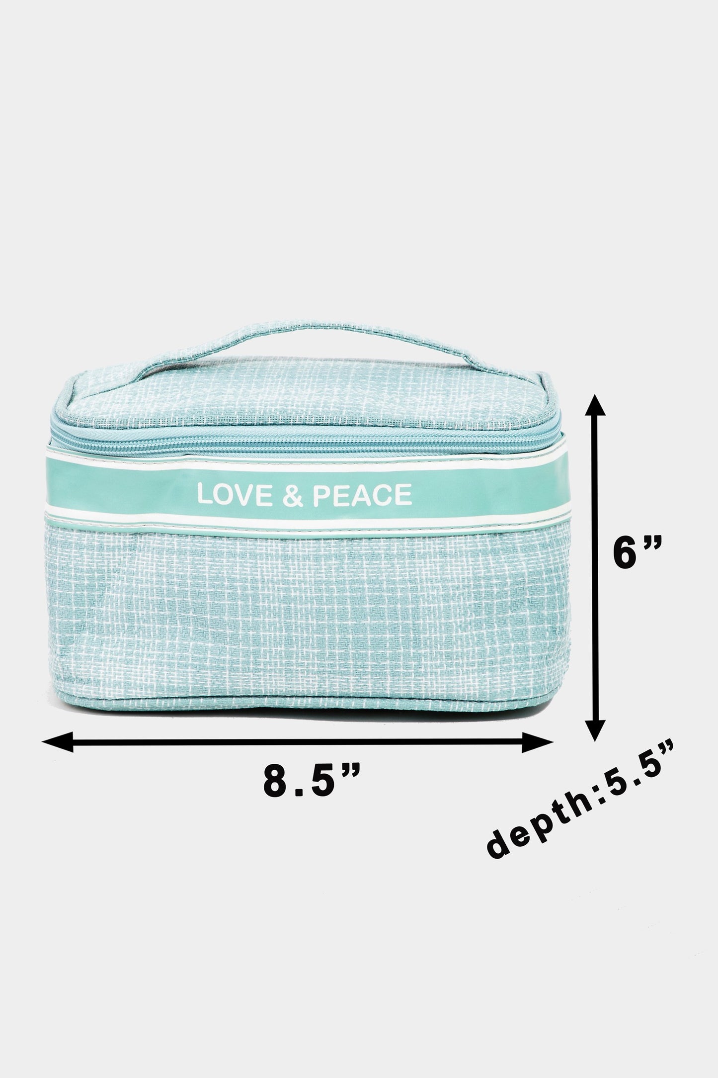 Fame Love & Peace Striped Handle Cosmetic Bag