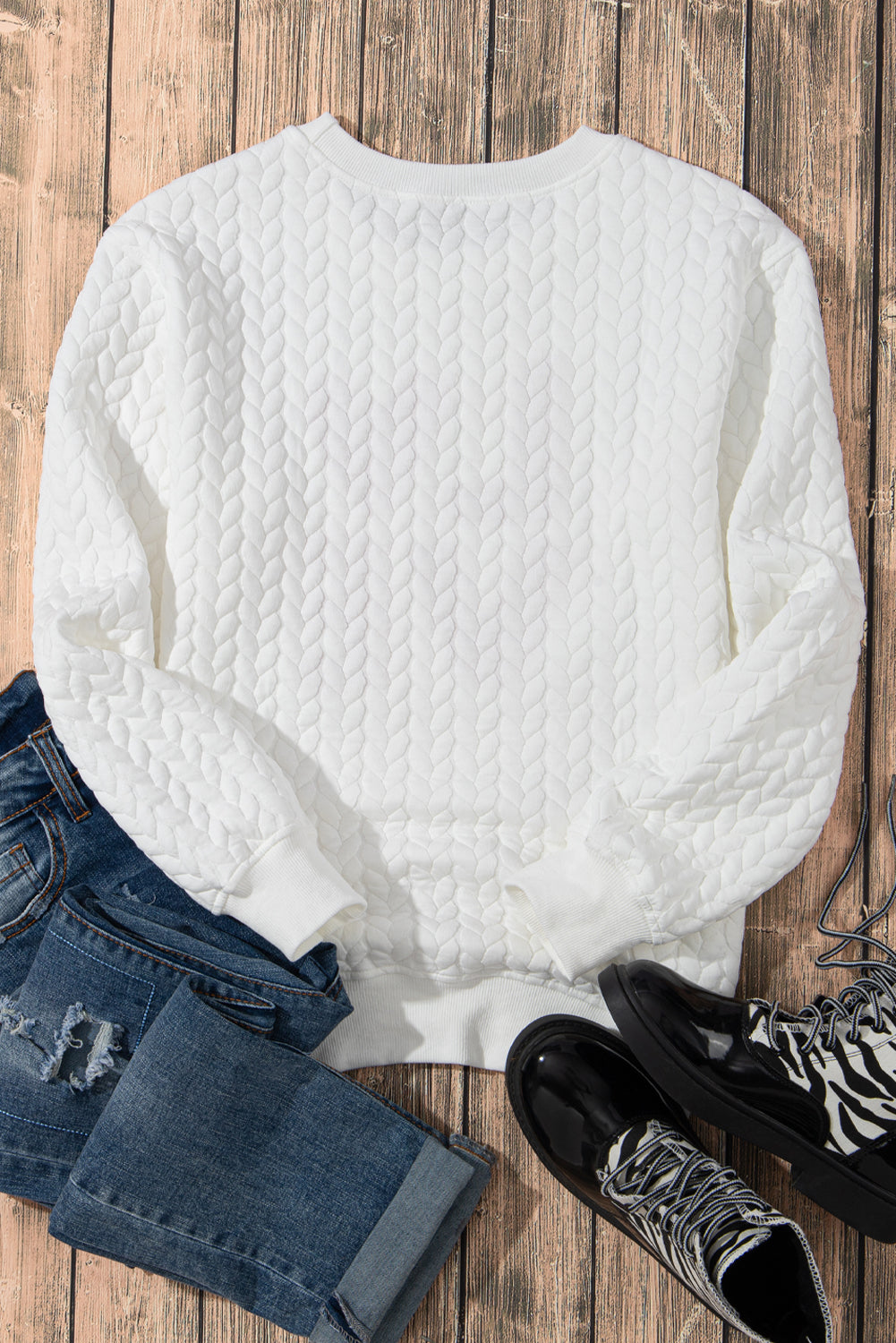 White Quilted Valentine Love Heart Shape Graphic Sweatshirt