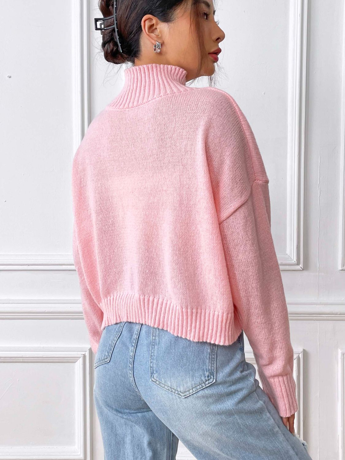 Cozy Heart Turtleneck Long Sleeve Sweater