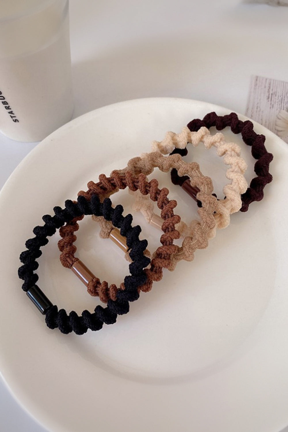 Neutral colors 5pcs Spiral High Elastic Hair Tie