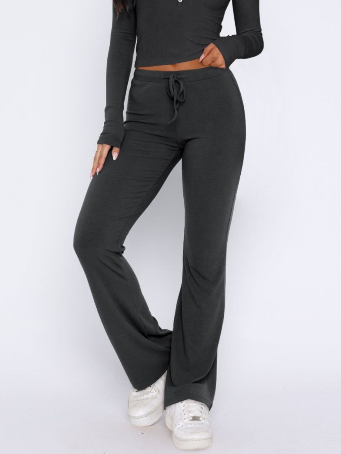 V-Neck Long Sleeve Top and Pants Set