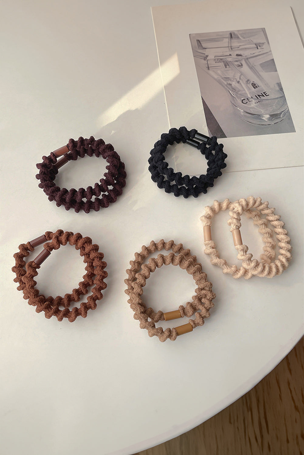 Neutral colors 5pcs Spiral High Elastic Hair Tie