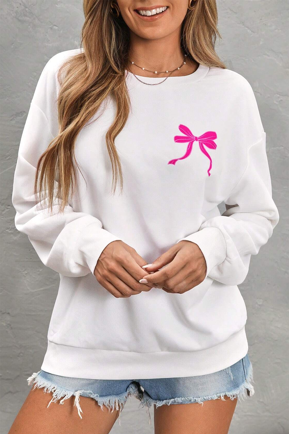 Bow Graphic Crewneck Sweatshirt